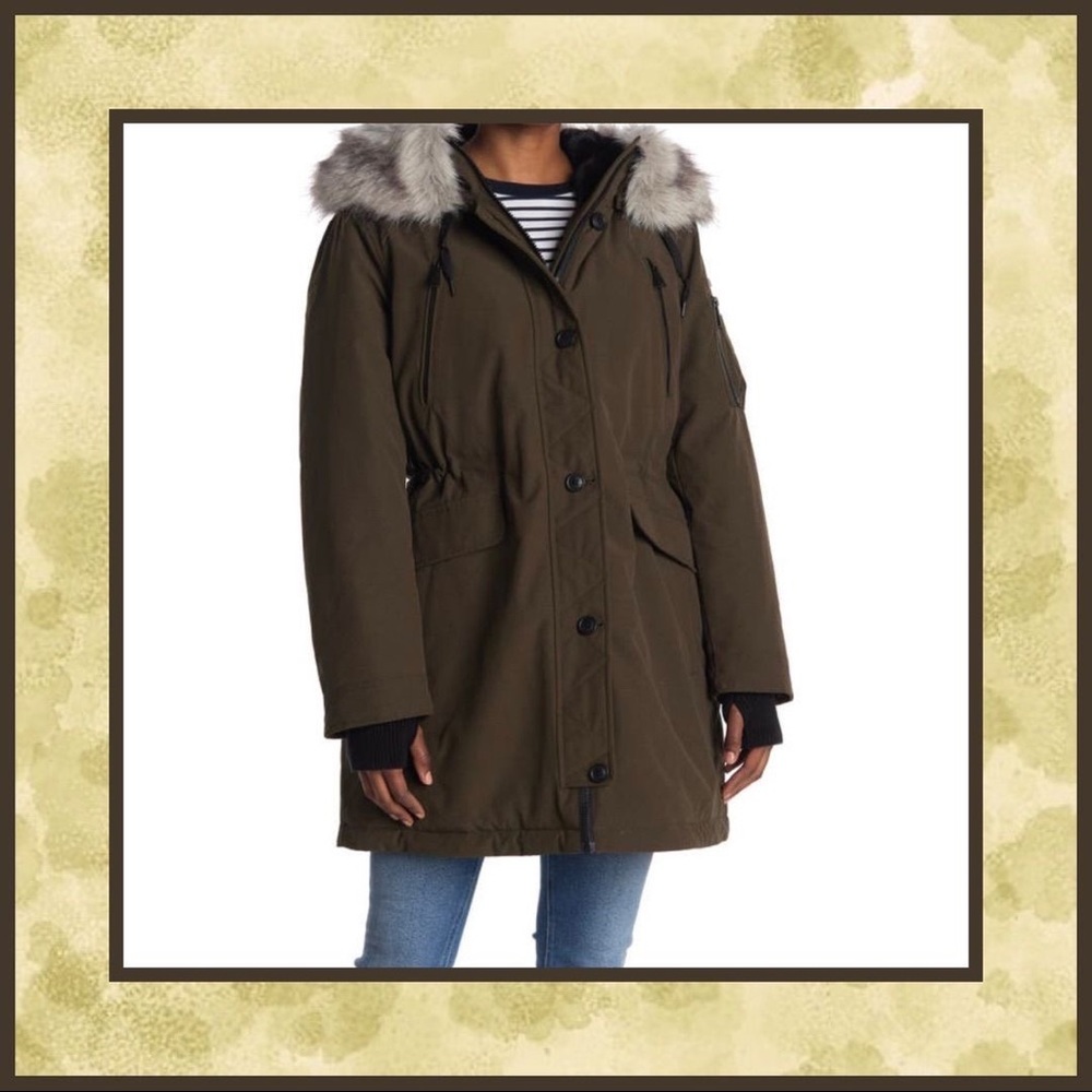 BCBGeneration Faux Fur Trim Hooded Parka Jacket